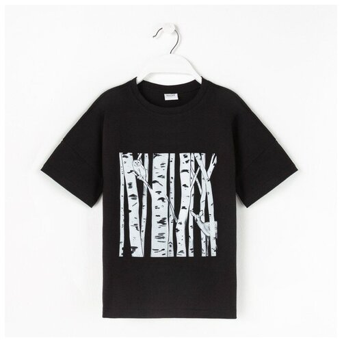 футболка с рисунком minaku для мальчика, черная