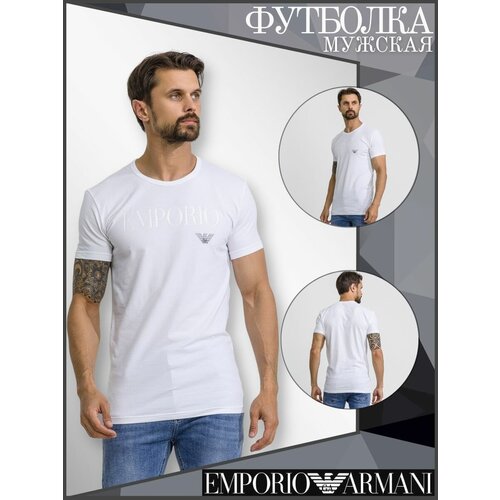 мужская футболка с круглым вырезом emporio armani, черная