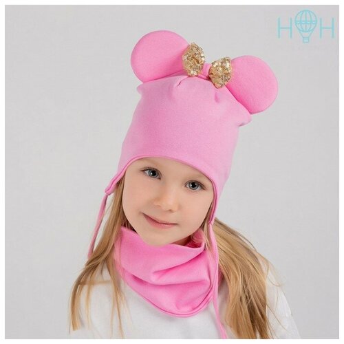 шапка hohloon для девочки, розовая