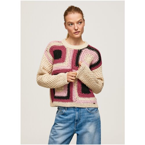женский вязаные свитер pepe jeans london, розовый