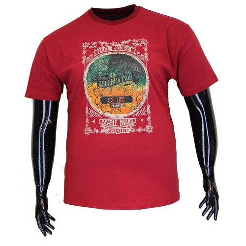 мужская футболка с рисунком polo pepe, бордовая
