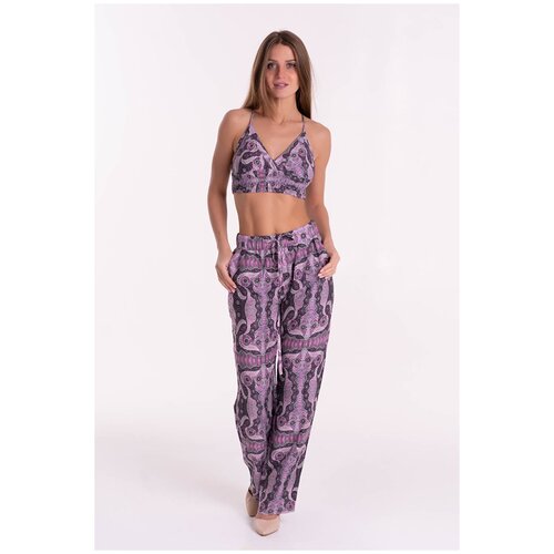 женские укороченные брюки mia-mia, фиолетовые