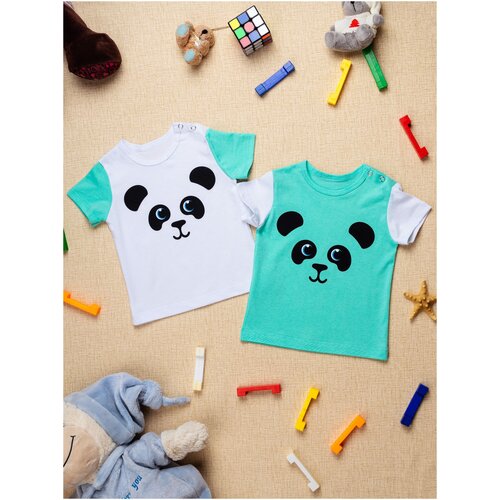 футболка chic panda для девочки, зеленая