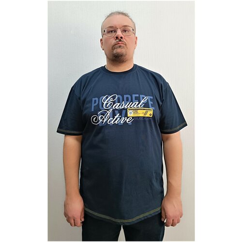 мужская футболка с рисунком polo pepe, синяя