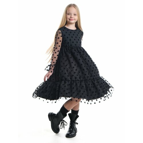 платье в горошек mini maxi для девочки, черное