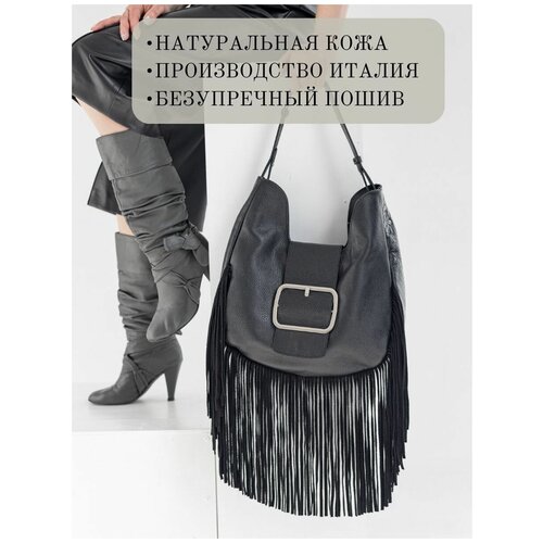 женская сумка через плечо leather country, черная
