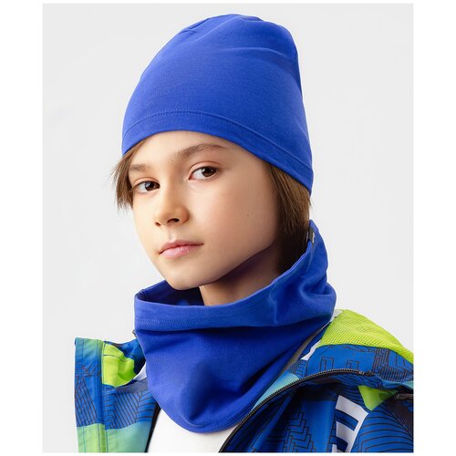 вязаные шарф button blue для мальчика, синий