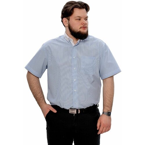 мужская рубашка с коротким рукавом imperator, голубая