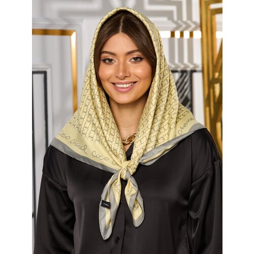 женский шелковые платок русские мотивы, серый