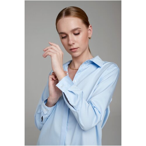 женская рубашка с длинным рукавом irina egorova, голубая