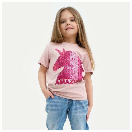 футболка с рисунком kaftan для девочки, розовая