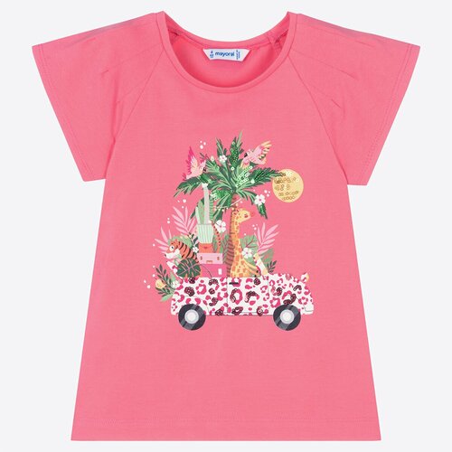 футболка с принтом mayoral для девочки, розовая