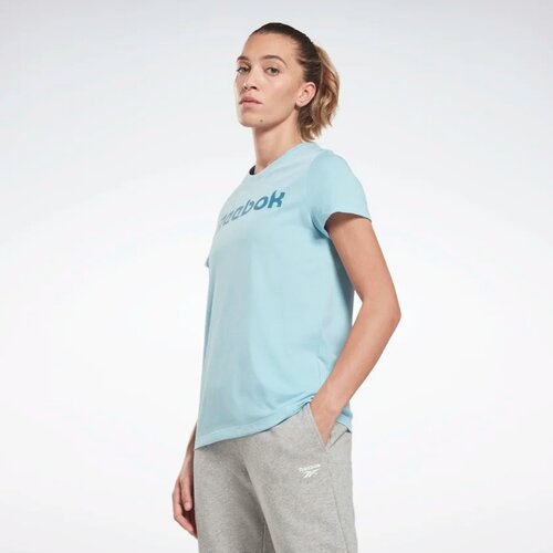 женская спортивные футболка reebok, голубая