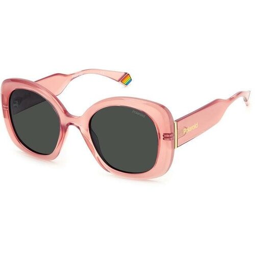 женские квадратные солнцезащитные очки polaroid, розовые