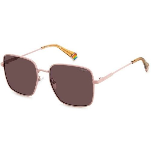 женские квадратные солнцезащитные очки polaroid, розовые