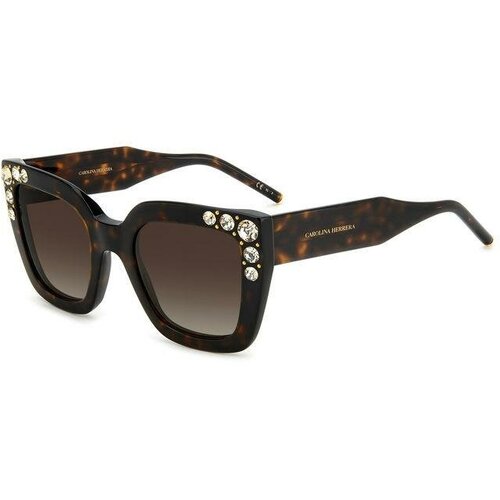 женские солнцезащитные очки кошачьи глаза carolina herrera, коричневые