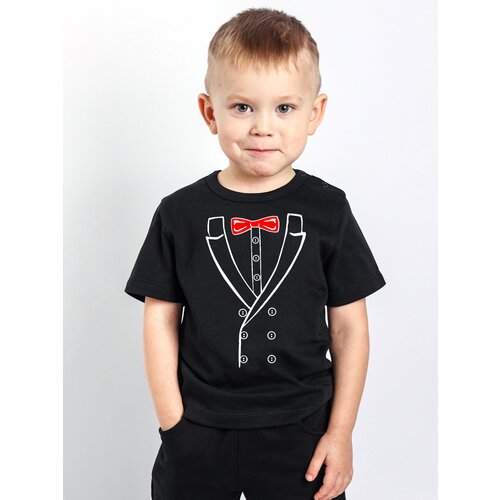 футболка с круглым вырезом валерия мура для мальчика, черная