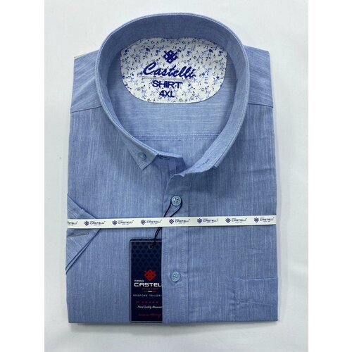 мужская рубашка с коротким рукавом castelli, синяя