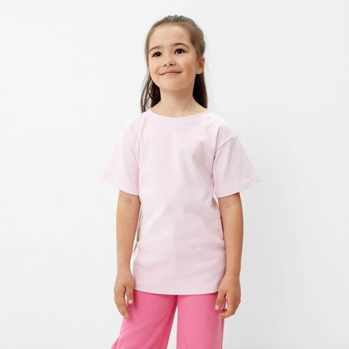 футболка в полоску kaftan для девочки, розовая