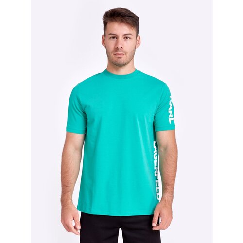 мужская футболка с принтом karl lagerfeld, зеленая