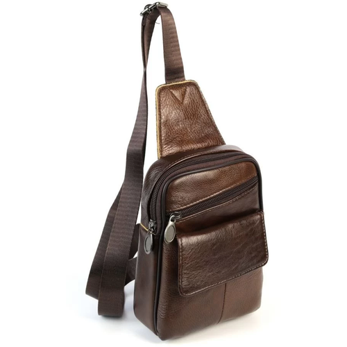 мужская кожаные сумка fuzi house, коричневая