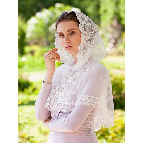 женский вязаные платок крестильное, белый