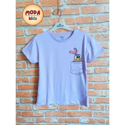 футболка alme kids klub для девочки, фиолетовая
