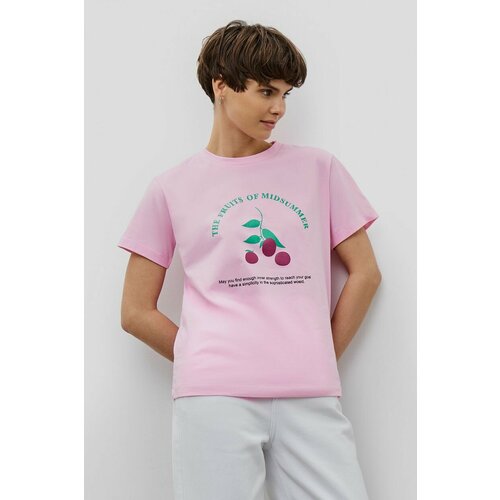 женская футболка с надписями baon, розовая