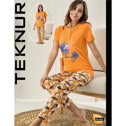 женская пижама teknur, оранжевая