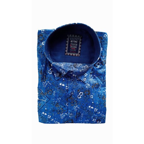 мужская рубашка с коротким рукавом bettino, синяя