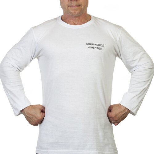 мужская футболка с длинным рукавом военпро, белая