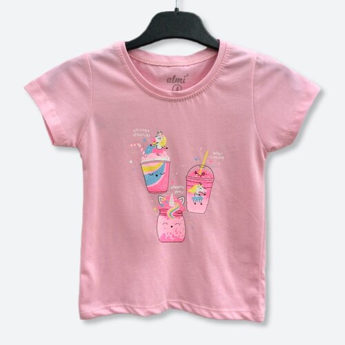футболка без бренда для девочки, розовая