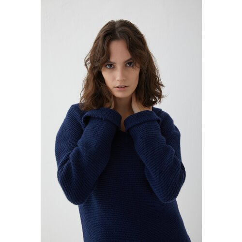 женский кашемировые свитер front, синий