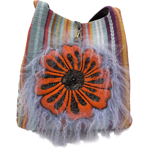 женская кожаные сумка королевство птички & бабочки, оранжевая