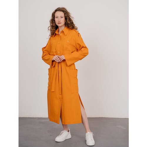 женское платье-рубашки модный дом виктории тишиной, оранжевое