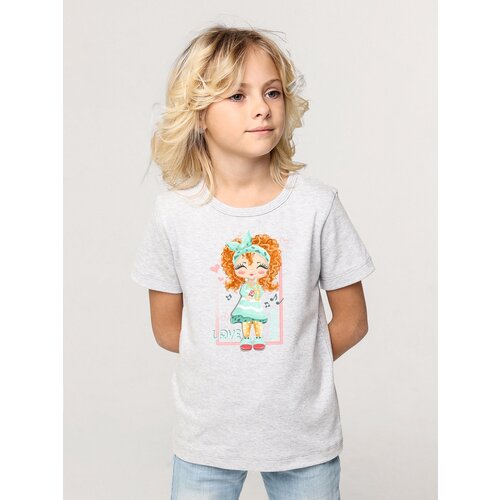 футболка с круглым вырезом валерия мура для девочки, серая