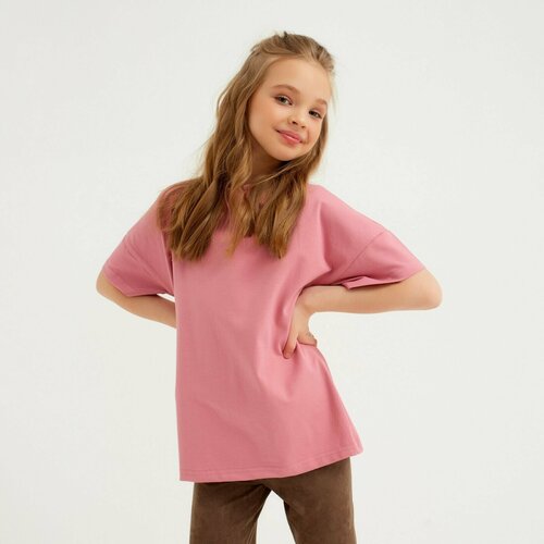футболка с длинным рукавом minaku для девочки, розовая