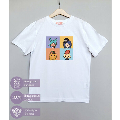 спортивные футболка tania baikal art для девочки, белая
