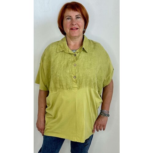 женская рубашка с коротким рукавом made in ital, зеленая