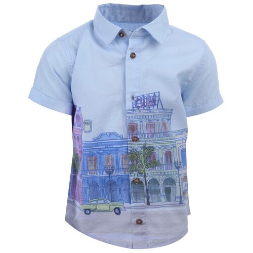 рубашка с коротким рукавом mayoral для мальчика, голубая