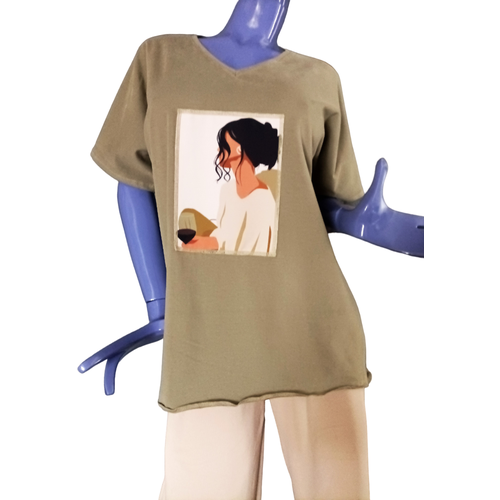 мужская футболка с v-образным вырезом студия авторской одежды babochki, хаки