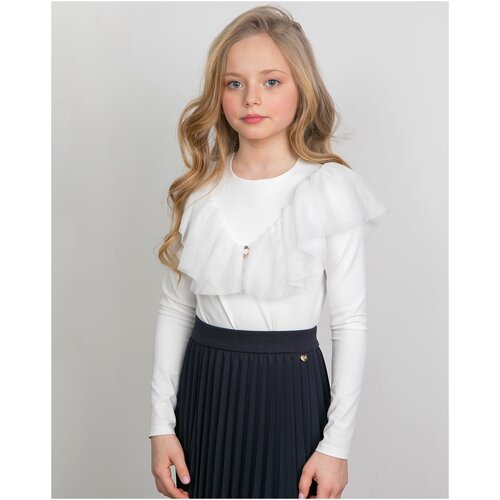блузка с длинным рукавом стильные непоседы для девочки, белая
