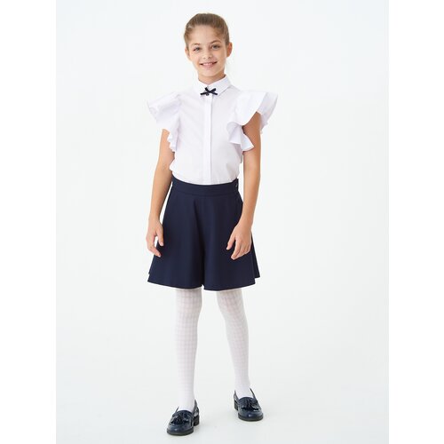 блузка с коротким рукавом smena для девочки, белая