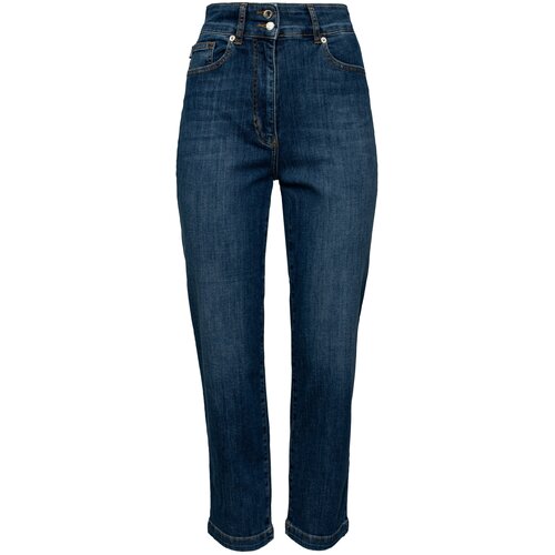 женские джинсы с высокой посадкой love moschino, синие