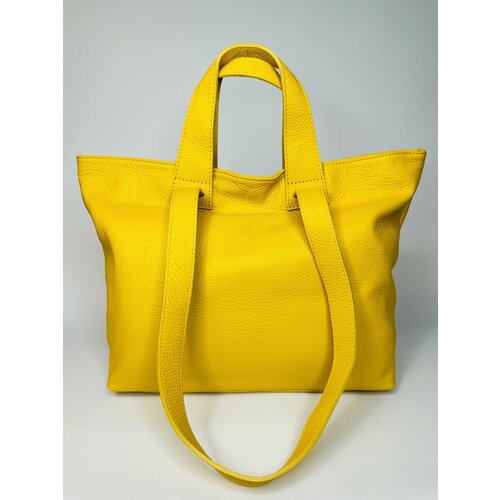 женская сумка-шоперы vera pelle, желтая