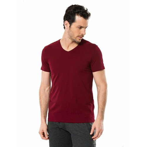 мужская футболка с v-образным вырезом cacharel, бордовая