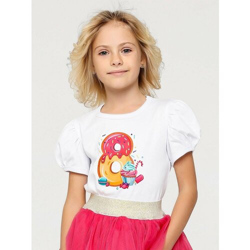 футболка с круглым вырезом валерия мура для девочки, белая