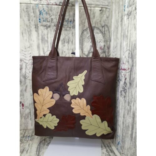 женская сумка-шоперы elena leather bag, коричневая