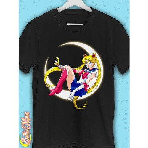женская футболка с круглым вырезом хилари аниме, черная