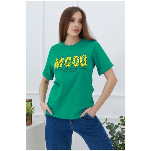 женская футболка с круглым вырезом натали, зеленая